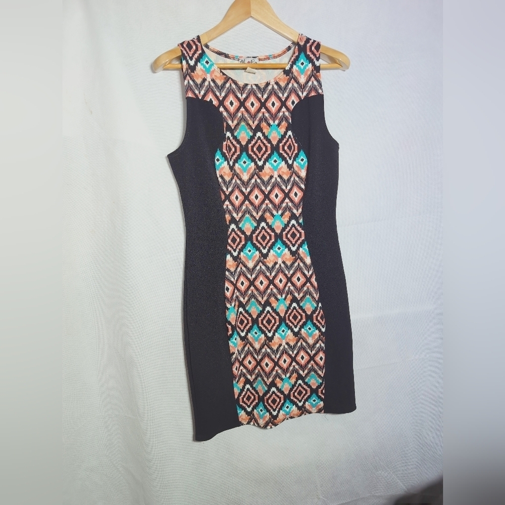 Urban Rose Slimming XL Geometric Patterned Sleeveless Dress 36 In Long